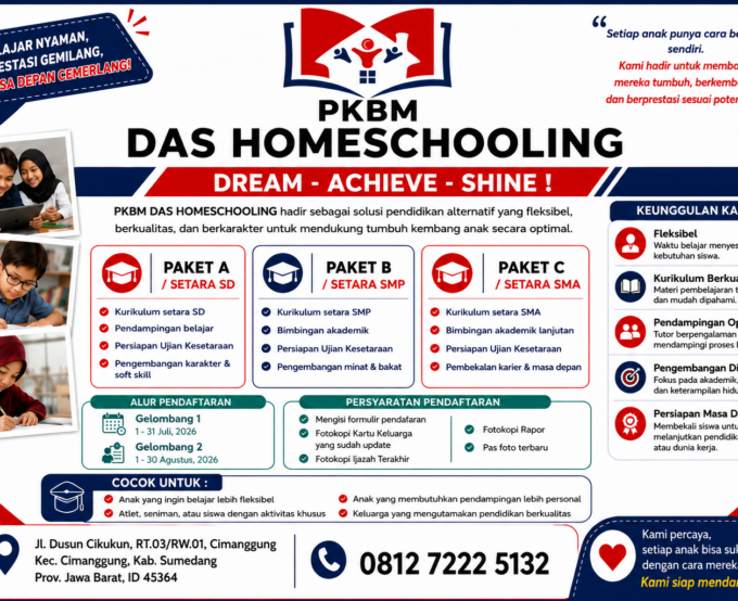 PKBM DAS HOMESCHOOLING – Pendidikan Kesetaraan Paket A, B, dan C